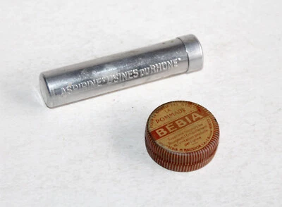 2 ANCIENNE BOITE MEDICAMENT PHARMACIE, POMMADE BEBIA PLEINE + ASPIRINE DU RHONE - Photo 1/4