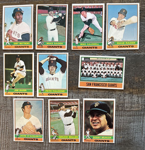 1976 TOPPS BASEBALL-10 CARDS-GIANTS TEAM CARD-MURCER-FALCONE-MATTHEWS-RADER-SADE