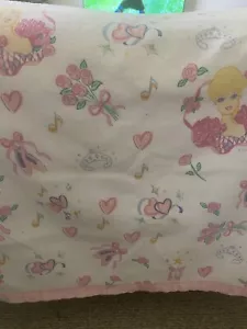 Coperta vintage poliestere acrilico bambini con finitura principessa e fiori rosa - Foto 1 di 5