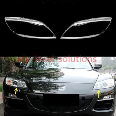 Para Mazda RX-8 cupé 2004-2008 Un par de faros cubierta de lente transparente + sellador Foto 1 de 4