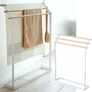 Freestanding Towel Rack Rail Stand Metal+Wood 3 TiersTowel Drying Storage Holder - Picture 1 of 7