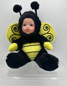 MegaToys Bumble Bee Stuffed Plush Baby Face Doll Toy Yellow Black 9" - Picture 1 of 10