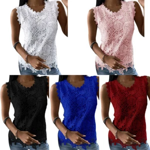 Womens Ladies Summer Tank Tops V NECK Casual Lace Cami Vest Camisole Sleeveless* - Picture 1 of 19