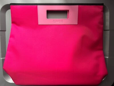 Clinique NUEVO Bolso de Mano Grande Rosa Caliente Nylon Imitación Cuero Asas Completamente Forrado Nuevo con Etiquetas Foto 1 de 4