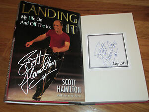 SCOTT HAMILTON signed "LANDING IT" 1999 1st Ed Book COA OLYMPIC GOLD Medal Plate