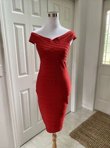 Nuevo con etiquetas Vestido Sexy Hego Rojo Vendaje Fuera del Hombro L - Imagen 1 de 6