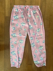 Supreme Silk Floral Men's Lined Track Pants Lavender Joggers Medium - Picture 1 of 5