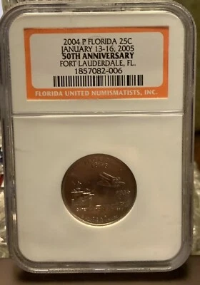NGC 2004 P  Florida Quarter FUN 50th Anniversary Coin #006 of 100  Only 100 made - Image 1 of 4