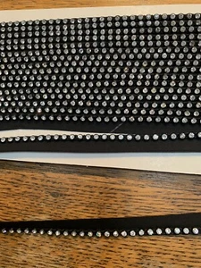 BTY Vintage 1/2 Inch Rhinestone black cotton band Edging trim~ new/old stock - Picture 1 of 1
