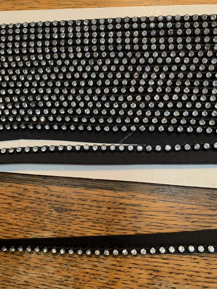 BTY Vintage 1/2 Pulgada Estrás Negro Algodón Banda Borde Borde ~ Nuevo/Antiguo Stock Foto 1 de 1