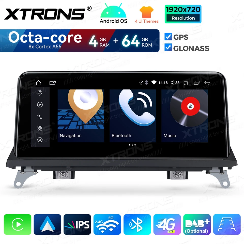 XTRONS QDB10X5CI Autoradio GPS BMW X5 E70 X6 E71 Android 14 Wifi 4G Cic Carplay