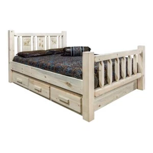 Montana Woodworks Homestead Solid Wood Full Storage Bed in Natural - Picture 1 of 4