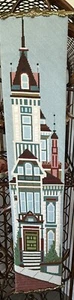 Finished Cross Stitch ,Victorian Home San Fransico. Brass Hangers 35"x8" - Picture 1 of 8