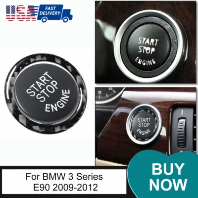 Botón de parada de arranque de motor de fibra de carbono para BMW 3 5 320i 328i 528i Foto 1 de 4