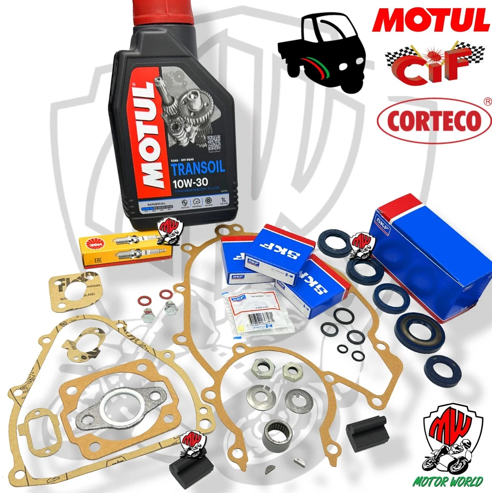KIT REVISIONE MOTORE APE 50 CONO 19 E 20 GUARNIZIONI PARAOLI CUSCINETTI PIAGGIO - Immagine 1 di 1