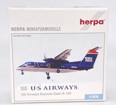 Herpa 513180 U.S. Airways Express De Havilland Dash 8-100 1:500 Diecast RARO NOB Foto 1 de 4