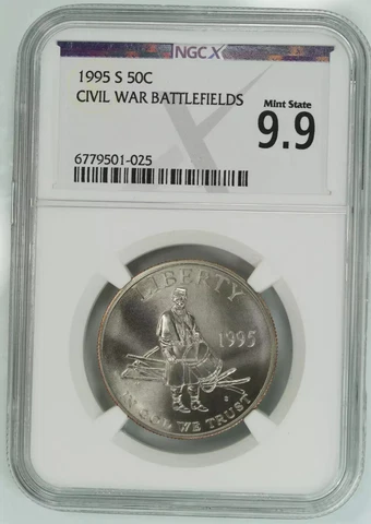 1995 S CIVIL WAR BATTLEFIELDS COMMEMORATIVE HALF DOLLAR 50C NGCX 9.9 UNC (025) Cover