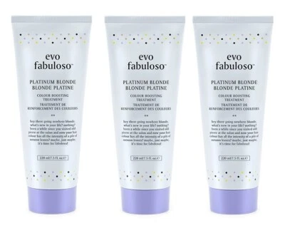 3x EVO FABULOSO Rubio Platino TRATAMIENTO POTENCIADOR DE COLOR 220 ml EVO Genuino Foto 1 de 4