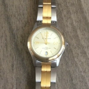 Oleg Cassini Women's Watch Round Gold Date Dial on a Two Tone Band New Vintage! - Picture 1 of 3