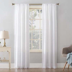 Textured Solid Rod Pocket Curtain, Single Panel, White, 38"W x 84"L - Picture 1 of 7