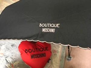 Moschino Boutique Black and Pink Umbrella with Heart Case Valentines - Picture 1 of 7