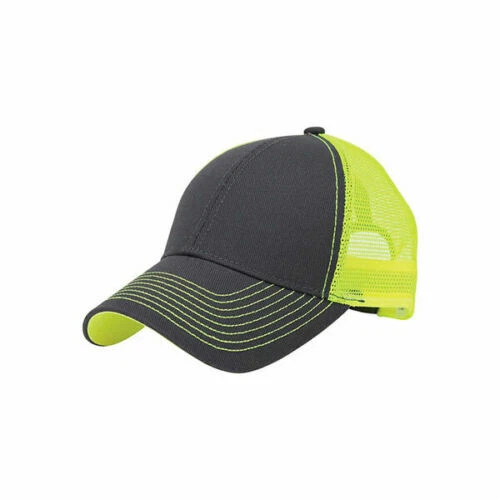NEW Mega Cap Twill Front Trucker Cap Neon Yellow Mesh Baseball Hat 7641B  - Image 1 of 1