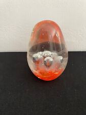 Vintage Art Glass Egg Paperweight Orange