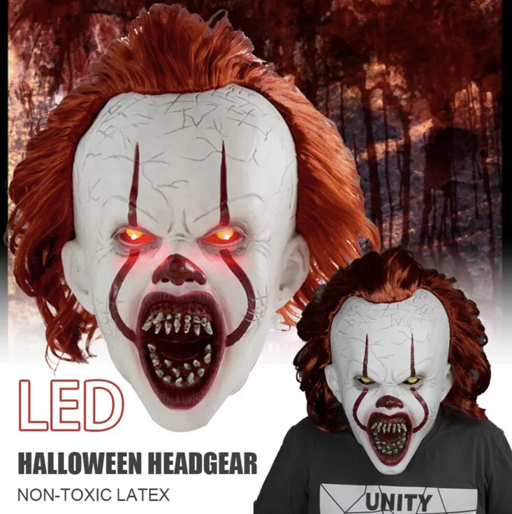 Pennywise Clown Pennywise Clown LED Mask Stephen King's IT - Horror Halloween - Bild 1 von 2