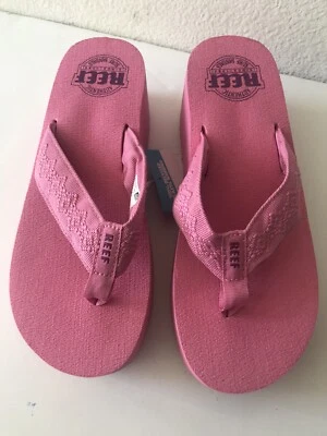 WOMENS REEF MALIBU PINK SANDY HI PLATFORM FLIP FLOP BEACH SANDALS SIZE 8 NWT - Image 1 of 4