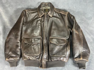 COCKPIT USA Type A-2 Air Force US Army DWG 30-1415 Brown Leather Jacket Mens M - Picture 1 of 21