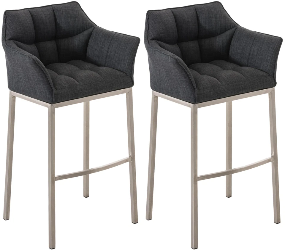 2er Set Barhocker Damaso Stoff mit Vierfußgestell mit Lehne Tresenhocker Hocker - Bild 1 von 1