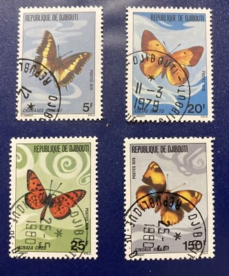 Djibouti: Complete set of 4 Butterflies, SC #471-474, issued 1978. Lot 02-082206 - Image 1 of 3