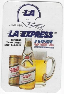 1983 USFL Los Angeles Express Football Two-Sided Pocket Schedule Miller Beer - Bild 1 von 2