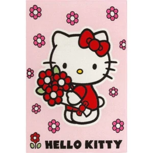 Kinderteppich Hello Kitty Blumen Mädchen Spielteppich rosa 95x133 cm (19,95€/1St - Bild 1 von 2