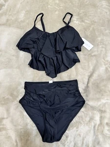 Holipick Women Tankini Swimsuits Two Piece Tummy Control Bathing Suits Black S - Picture 1 of 7