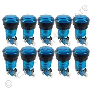 10 x blaue 12V LED T10 28mm rund beleuchtet Arcade Drucktaster & Mikroschalter - Bild 1 von 3
