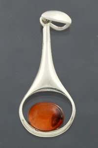 Genuine BALTIC AMBER Silver Glittering Cognac Color Pendant 2.6g 201104-7 - Picture 1 of 2