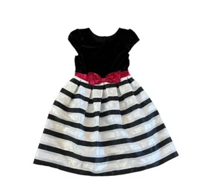 Girls Black and White Party Dress with Bow Velvet Holiday Dress Size 12 NWT - Picture 1 of 8