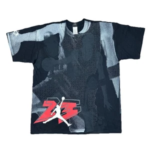 T-shirt Jordan vintage uomo XL nera AOP stampa all over logo jumpman - Foto 1 di 6