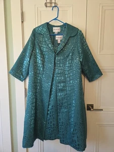 Roaman's Women's Jacket Shift Dress Size 16W 100% Polyester Green Vintage - Picture 1 of 15
