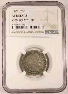 1902 Barber Silver Quarter Dollar 25C NGC VF Details Nice Colorful Toning - Image 1 of 4