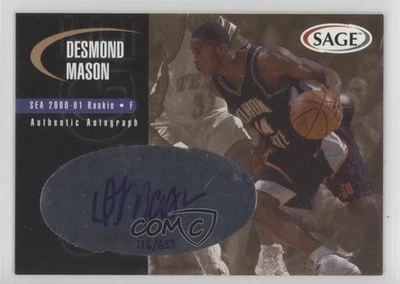 Sage Authentic Auto Bronze 2000/650 Desmond Mason #A33 Rookie Auto RC Foto 1 de 2