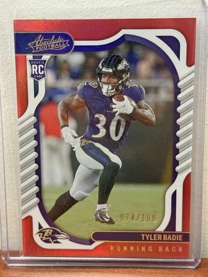 2022 Panini Absolute Rookies Spectrum Red # 74/100 Tyler Badie RC Baltimore - Image 1 of 2