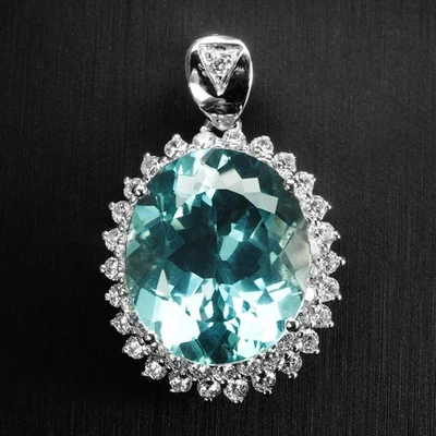 PINGENTES ENCANTADORES DE OURO BRANCO PRATA ESTERLINA 23 QUILATES 925 AZUL ÁRTICO ÁGUA-MARINHA - Imagem 1 de 4