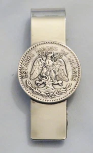 Vintage Silver Money Clip with Silver 1921 50 Centavos Alpaca - Picture 1 of 3