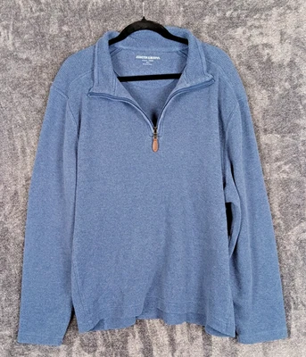 Johnston Murphy Sweater Men's XXL Blue Quarter Zip Cotton Blend Pullover - Image 1 of 4