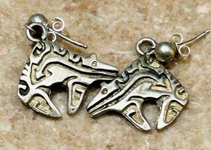 Vintage Sterlingsilber Navajo signiert Ervin Hoskie Geist Bär Ohrhänger - Bild 1 von 10