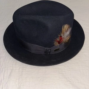 Vintage Dobbs Fifth Avenue Fedora Hat Size 7 1/8 Feathers Black NEW READ - Picture 1 of 9