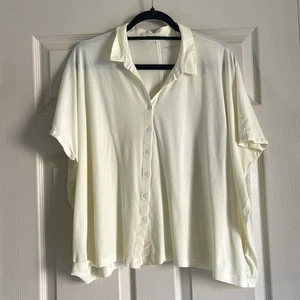 Eileen Fisher Boxy Button Down Hemd Large Ivory Dolman Oversized leicht - Bild 1 von 9