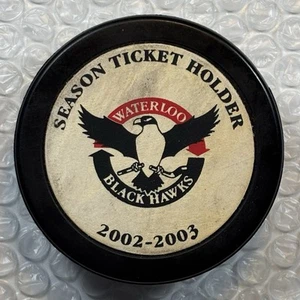 USHL United States Hockey League WATERLOO IOWA Black Hawks Puck Made Canada - Picture 1 of 3